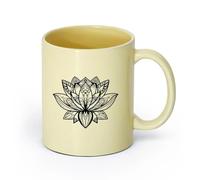 AYUEHBN cerámica Tazas con Asas Cómodas Estudio de yoga budista con flor de loto para meditar （11oz/320ml） Ideal para el hogar, la oficina, cafeterías, ideas de regalo Beige
