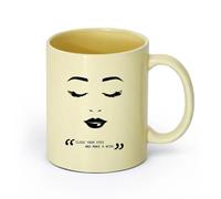 AYUEHBN cerámica Tazas con Asas Cómodas Pestañas Ojos Labios Atractivo sexual femenino Rostro Cita （11oz/320ml） Elegante y duradero: apto para microondas y lavavajillas Beige