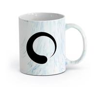 AYUEHBN cerámica Tazas con Asas Cómodas Símbolo del Círculo Enso Budismo Yoga Meditación （11oz/320ml） Para café, sopa, té, leche, latte, chocolate caliente, para mujeres y hombres Azul mármol