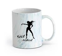 AYUEHBN cerámica Tazas de Café con Asa atractivo sexual Consigue una silueta de chica Striptease （11oz/320ml） Tazas de cerámica para el hogar o el trabajo Azul mármol