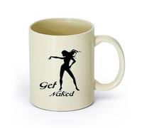 AYUEHBN cerámica Tazas de Café con Asa atractivo sexual Consigue una silueta de chica Striptease （11oz/320ml） Tazas de cerámica para el hogar o el trabajo Amarillo claro