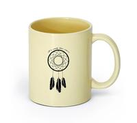 AYUEHBN cerámica Tazas de Café con Asa Atrapasueños Amuleto de atrapasueños Cita Solo vivimos una vez （11oz/320ml） Para cafetería o restaurante Beige