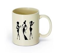 AYUEHBN cerámica Tazas de Café con Asa Bar Cóctel Fiesta Bebida Club Nocturno Moda Chicas （11oz/320ml） Para café, sopa, té, leche, latte, chocolate caliente, para mujeres y hombres Amarillo claro