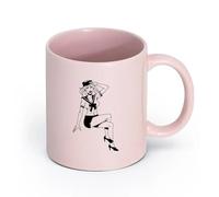 AYUEHBN cerámica Tazas de Café con Asa Belleza sex appeal Chica Pin Up Marinero Estilo Marino （11oz/320ml） Cappuccino, Latte Macchiato, té, espresso Rosa