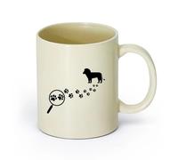 AYUEHBN cerámica Tazas de Café con Asa Huellas de patas Huellas de animales Lupa Club de caza （11oz/320ml） Cappuccino, Latte Macchiato, té, espresso Amarillo claro