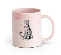 AYUEHBN cerámica Tazas de Café con Asa Leopardo Animal salvaje africano Depredador Gran felino （11oz/320ml） Tazas de cerámica para el hogar o el trabajo Rosa mármol