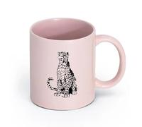 AYUEHBN cerámica Tazas de Café con Asa Leopardo Animal salvaje africano Depredador Gran felino （11oz/320ml） Tazas de cerámica para el hogar o el trabajo Rosa