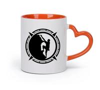 AYUEHBN cerámica Tazas de Café con Asa Motivación para deportes extremos: escalar montañas （11oz/320ml） Apto para lavavajillas y microondas, para la oficina y el hogar Naranja