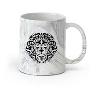AYUEHBN cerámica Tazas de Café con Asa Resumen: Rey africano, animal, león, cabeza, depredador （11oz/320ml） Para bebidas calientes, latte, capuchino Negro mármol