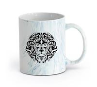 AYUEHBN cerámica Tazas de Café con Asa Resumen: Rey africano, animal, león, cabeza, depredador （11oz/320ml） Para bebidas calientes, latte, capuchino Azul mármol