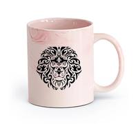 AYUEHBN cerámica Tazas de Café con Asa Resumen: Rey africano, animal, león, cabeza, depredador （11oz/320ml） Para bebidas calientes, latte, capuchino Rosa mármol