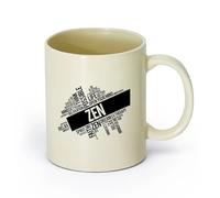 AYUEHBN cerámica Tazas de Café con Asa Zen Relax Meditación Mundo Nube Filosofía Armonía Vida （11oz/320ml） Ideal para el hogar, la oficina, cafeterías, ideas de regalo Amarillo claro