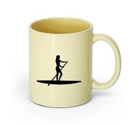 AYUEHBN cerámica Tazas de Café con Asas Grandes para Hombres y Mujeres Chica con remo y canoa （11oz/320ml） Ideal para el hogar, la oficina, cafeterías, ideas de regalo Beige