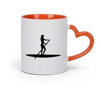 AYUEHBN cerámica Tazas de Café con Asas Grandes para Hombres y Mujeres Chica con remo y canoa （11oz/320ml） Ideal para el hogar, la oficina, cafeterías, ideas de regalo Naranja