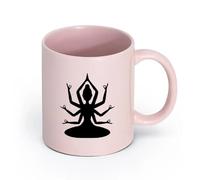 AYUEHBN cerámica Tazas de Café con Asas Grandes para Hombres y Mujeres Dios hindú con muchas manos （11oz/320ml） Cappuccino, Latte Macchiato, té, espresso Rosa