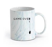 AYUEHBN cerámica Tazas de Café con Asas Grandes para Hombres y Mujeres Game Over Videojuegos Jugador （11oz/320ml） Apto para lavavajillas y microondas Azul mármol