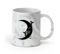 AYUEHBN cerámica Tazas de Café con Asas Grandes para Hombres y Mujeres Luna Estrellas Ángeles Sueños （11oz/320ml） Para Té, Café, Leche, Capuchino Negro mármol