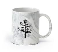 AYUEHBN cerámica Tazas de Café con Asas Grandes para Hombres y Mujeres Pájaros de vivero （11oz/320ml） Apto para lavavajillas y microondas, para la oficina y el hogar Negro mármol