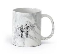 AYUEHBN cerámica Tazas de café de cerámica blanca Ángel Hombre Mujer Diablo Mal Romance Dormitorio （11oz/320ml） Cappuccino, Latte Macchiato, té, espresso Negro mármol