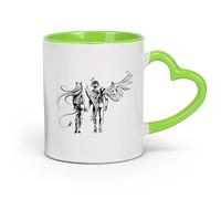AYUEHBN cerámica Tazas de café de cerámica blanca Ángel Hombre Mujer Diablo Mal Romance Dormitorio （11oz/320ml） Cappuccino, Latte Macchiato, té, espresso Verde