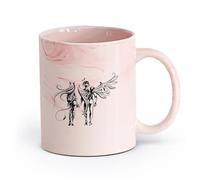 AYUEHBN cerámica Tazas de café de cerámica blanca Ángel Hombre Mujer Diablo Mal Romance Dormitorio （11oz/320ml） Cappuccino, Latte Macchiato, té, espresso Rosa mármol