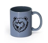 AYUEHBN cerámica Tazas de café de cerámica blanca Animal depredador con cabeza de oso （11oz/320ml） Apto para lavavajillas y microondas, para la oficina y el hogar Gris azulado