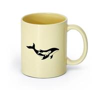 AYUEHBN cerámica Tazas de café de cerámica blanca Animales marinos Bebé Mamá Orca （11oz/320ml） bebida matutina, bodas, cumpleaños, regalos para mujeres, Día del Padre, madres, niñas y niños Beige