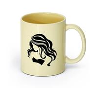 AYUEHBN cerámica Tazas de café de cerámica blanca atractivo sexual Chica tímida Mujer （11oz/320ml） para amantes del café, mejores amigos del trabajo, compañeros de trabajo y amigos Beige