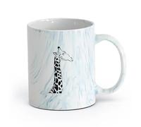 AYUEHBN cerámica Tazas de café de cerámica blanca Cabeza de jirafa Animales salvajes africanos （11oz/320ml） Para bebidas calientes, latte, capuchino Azul mármol
