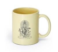 AYUEHBN cerámica Tazas de café de cerámica blanca Ganesha India Dios hindú Inicio ación （11oz/320ml） Apto para lavavajillas y microondas, para la oficina y el hogar Beige