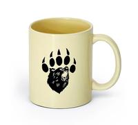 AYUEHBN cerámica Tazas de café de cerámica blanca Garras de oso, animal peligroso, gruñido （11oz/320ml） Para café, sopa, té, leche, latte, chocolate caliente, para mujeres y hombres Beige