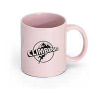 AYUEHBN cerámica Tazas de café de cerámica blanca Montaje Escalada Deporte Extremo Alpinismo （11oz/320ml） Apto para lavavajillas y microondas, para la oficina y el hogar Rosa
