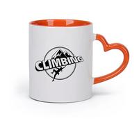 AYUEHBN cerámica Tazas de café de cerámica blanca Montaje Escalada Deporte Extremo Alpinismo （11oz/320ml） Apto para lavavajillas y microondas, para la oficina y el hogar Naranja