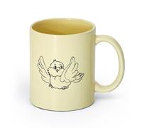 AYUEHBN cerámica Tazas de café de cerámica blanca Pequeño pájaro canario lindo vivero niños niños （11oz/320ml） Cappuccino, Latte Macchiato, té, espresso Beige