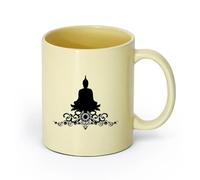 AYUEHBN cerámica Tazas de café de cerámica blanca Postura de yoga Símbolo de Buda Dios Budismo （11oz/320ml） Cappuccino, Latte Macchiato, té, espresso Beige