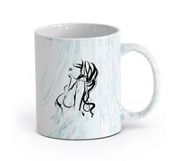 AYUEHBN cerámica Tazas de café de cerámica blanca Resumen de una chica sexy y caliente （11oz/320ml） Apto para lavavajillas y microondas, para la oficina y el hogar Azul mármol