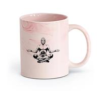 AYUEHBN cerámica Tazas de café de cerámica blanca Yogi Meditando Hombre Meditación Yoga Hinduismo （11oz/320ml） Taza de cerámica para capuchino, té, leche Rosa mármol