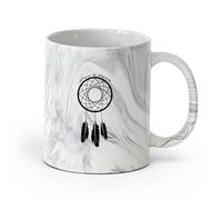 AYUEHBN cerámica Tazas de café de gres con asa Atrapasueños Amuleto de atrapasueños Cita Atrévete a soñar （11oz/320ml） Para leche, té, cola y agua Negro mármol