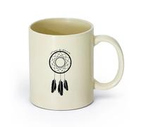 AYUEHBN cerámica Tazas de café de gres con asa Atrapasueños Amuleto de atrapasueños Cita Atrévete a soñar （11oz/320ml） Para leche, té, cola y agua Amarillo claro