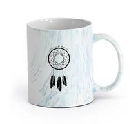 AYUEHBN cerámica Tazas de café de gres con asa Atrapasueños Amuleto de atrapasueños Cita Atrévete a soñar （11oz/320ml） Para leche, té, cola y agua Azul mármol