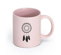 AYUEHBN cerámica Tazas de café de gres con asa Atrapasueños Amuleto de atrapasueños Cita Atrévete a soñar （11oz/320ml） Para leche, té, cola y agua Rosa