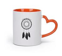 AYUEHBN cerámica Tazas de café de gres con asa Atrapasueños Amuleto de atrapasueños Cita Atrévete a soñar （11oz/320ml） Para leche, té, cola y agua Naranja