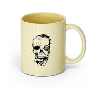 AYUEHBN cerámica Tazas de café de gres con asa Cabeza de zombi, monstruo, calavera, muerte, fantasía （11oz/320ml） Bebidas calientes, espresso Beige