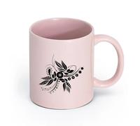 AYUEHBN cerámica Tazas de café de gres con asa Hermosas habitaciones con adornos florales de flores （11oz/320ml） Bebidas calientes, espresso Rosa