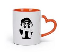 AYUEHBN cerámica Tazas de café de gres con asa Hippie Afro Lady sex appeal Mujer Chica afroamericana （11oz/320ml） Apto para lavavajillas y microondas Naranja