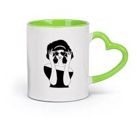 AYUEHBN cerámica Tazas de café de gres con asa Hippie Afro Lady sex appeal Mujer Chica afroamericana （11oz/320ml） Apto para lavavajillas y microondas Verde