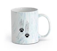 AYUEHBN cerámica Tazas de café de gres con asa Huellas de oso, patas, garras de animales depredadores （11oz/320ml） Para té, café, infusión caliente Azul mármol