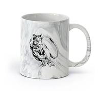 AYUEHBN cerámica Tazas de café de gres con asa Leona León Animal tribal Salvaje Gran felino Depredador （11oz/320ml） Bebidas calientes, espresso Negro mármol