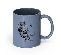 AYUEHBN cerámica Tazas de café de gres con asa Leona León Animal tribal Salvaje Gran felino Depredador （11oz/320ml） Bebidas calientes, espresso Gris azulado