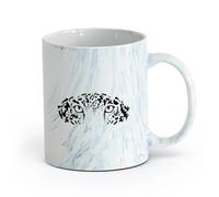 AYUEHBN cerámica Tazas de café de gres con asa Leopardo, depredador, gran felino salvaje, animal africano （11oz/320ml） Apto para lavavajillas y microondas Azul mármol